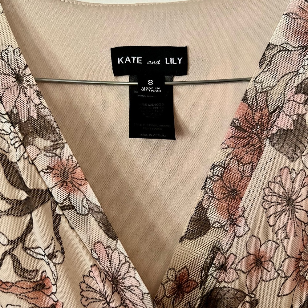 Kate and Lily Floral Wrap Dress - Cream and Brown - Picture 3 of 5